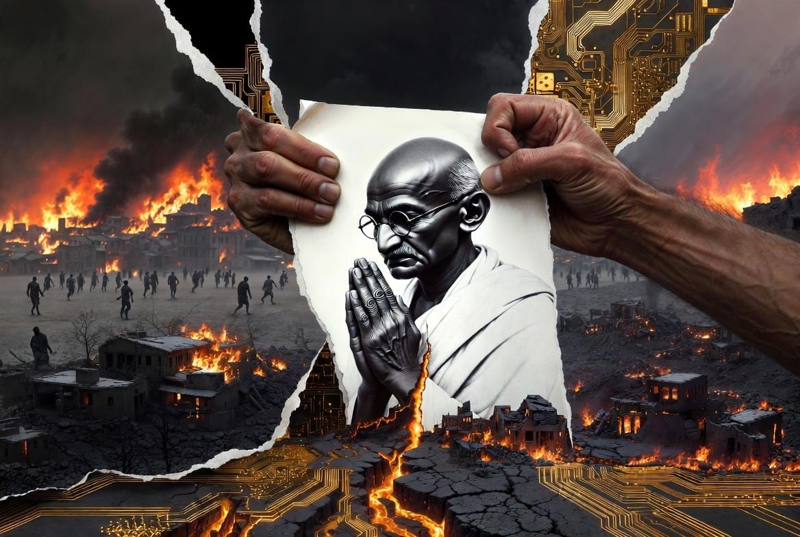 KRISIS déchire le poster de Gandhi