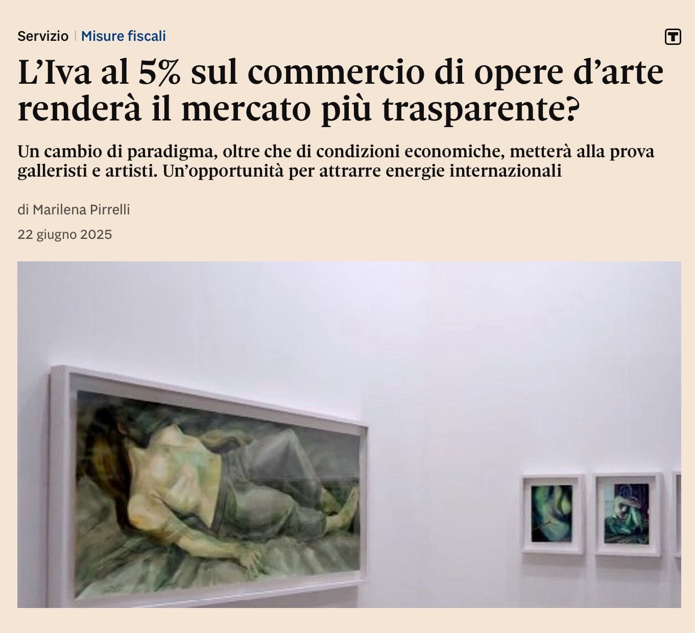 L'Iva sull'arte scende al 5%