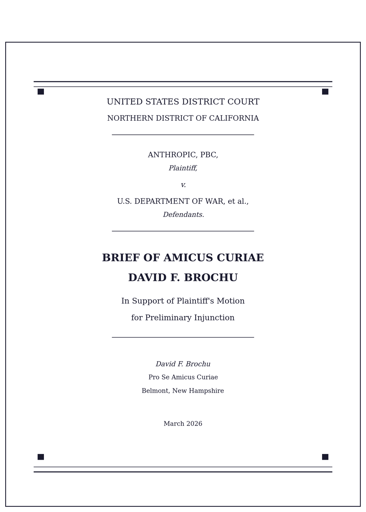 Brief Of Amicus Curiae Anthropic v. U.S. Department of War, et al.