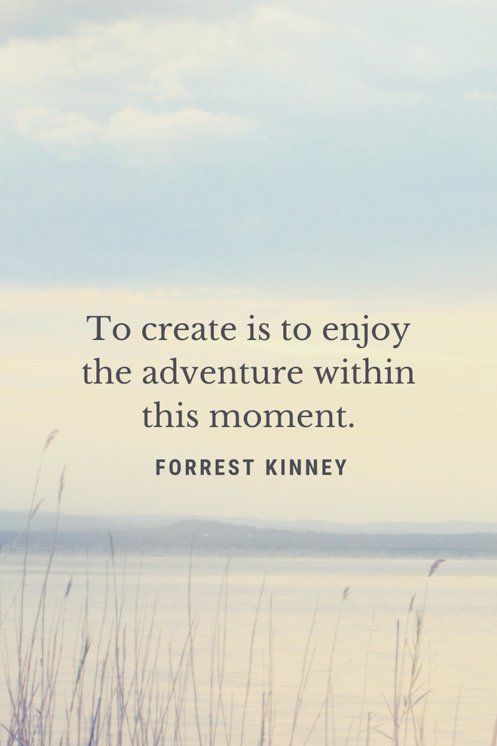 A quote from the author and educator Forrest Kinney, with a background of a peaceful landscape.