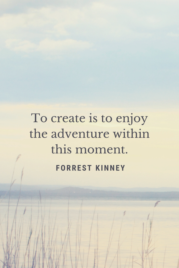 A quote from the author and educator Forrest Kinney, with a background of a peaceful landscape.