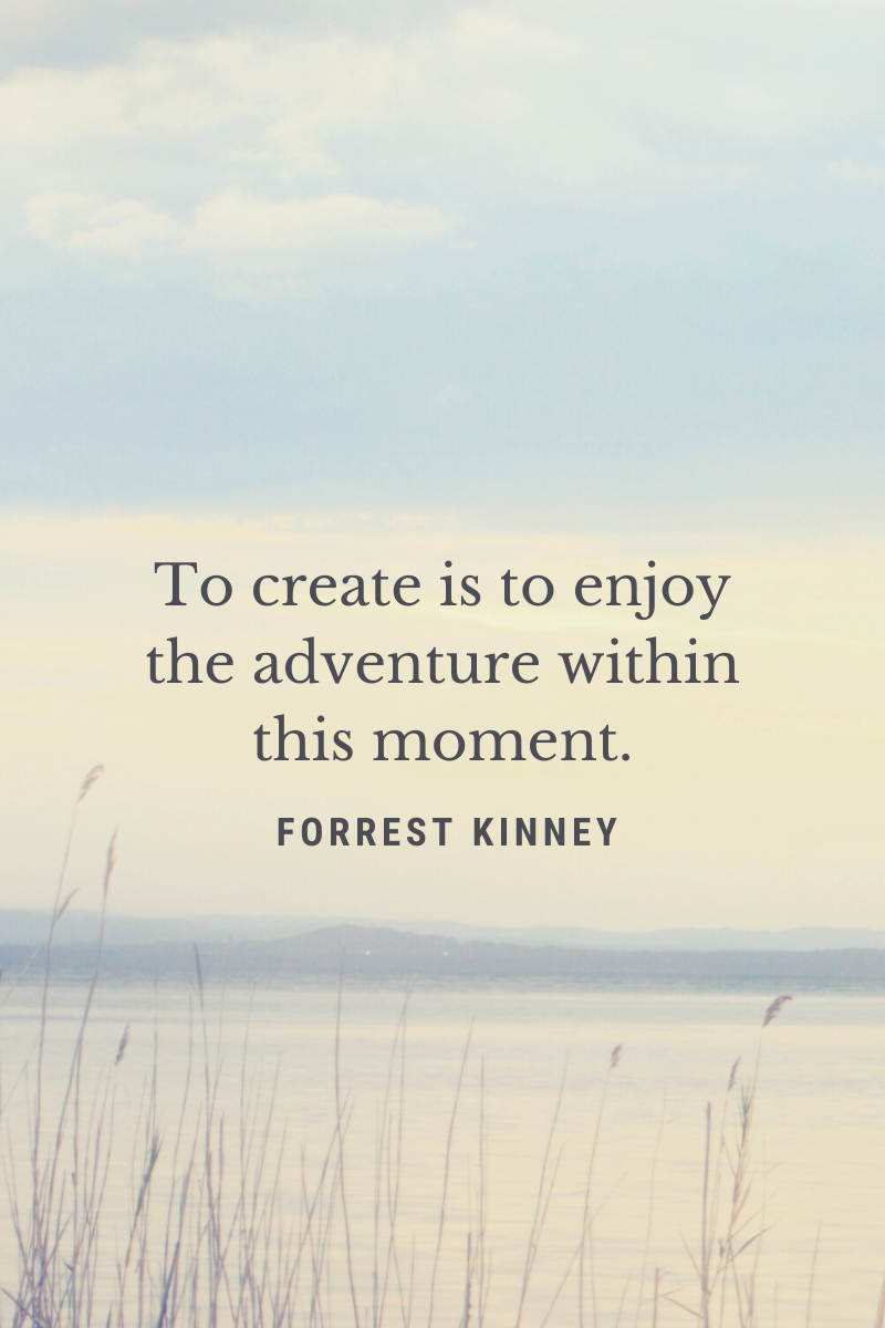 A quote from the author and educator Forrest Kinney, with a background of a peaceful landscape.