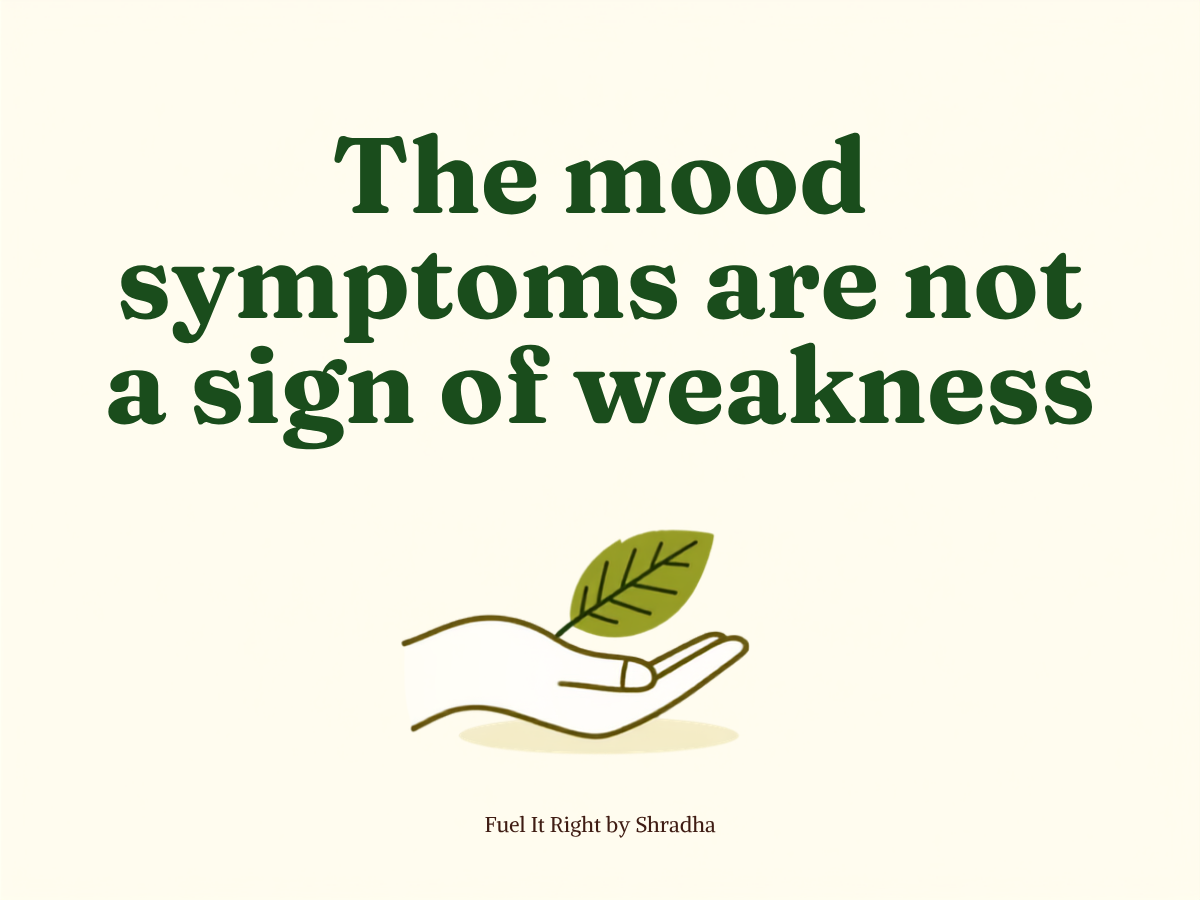 Typographic card on the emotional toll of PCOS and PMOS and its biological link to mood