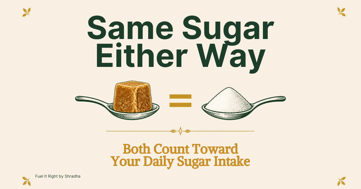 Jaggery vs sugar for diabetes: a spoon of jaggery equals a spoon of sugar