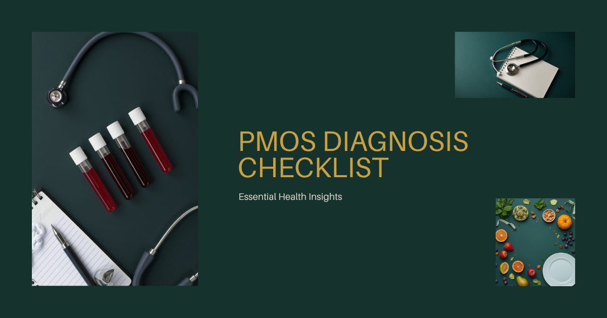 PMOS diagnosis checklist India, blood test tubes notepad and stethoscope representing tests to ask your doctor for including fasting insulin HOMA-IR testosterone thyroid