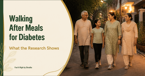 Walking after meals for diabetes: Indian family taking an evening walk after dinner