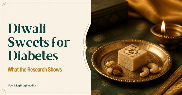 Diwali sweets for diabetes: one small mithai piece with almonds, cashews and a diya