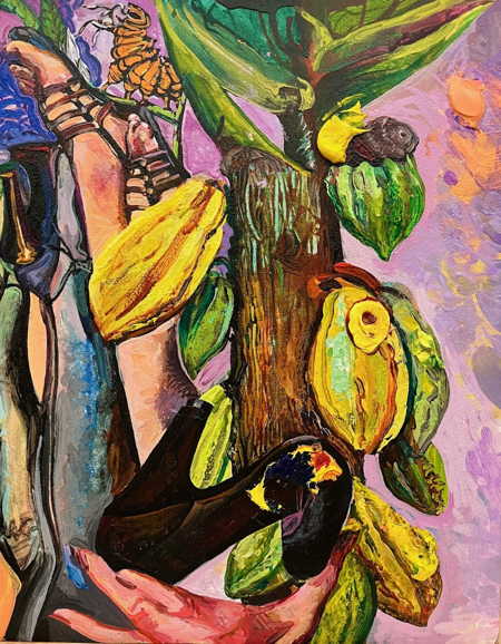 A painting of a tree with fruits and flowers

AI-generated content may be incorrect.