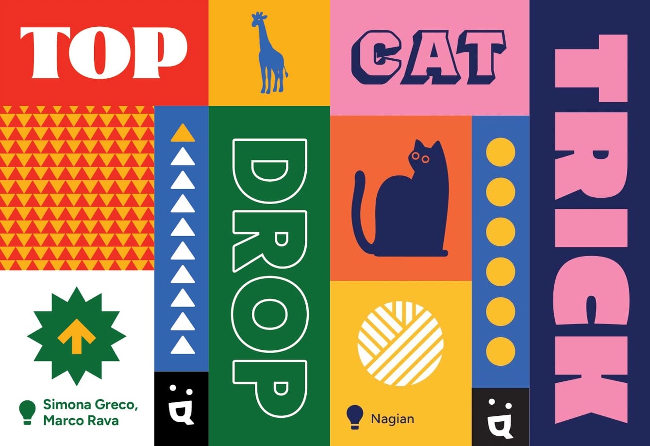 Front covers of the games Top Drop and Cat Trick