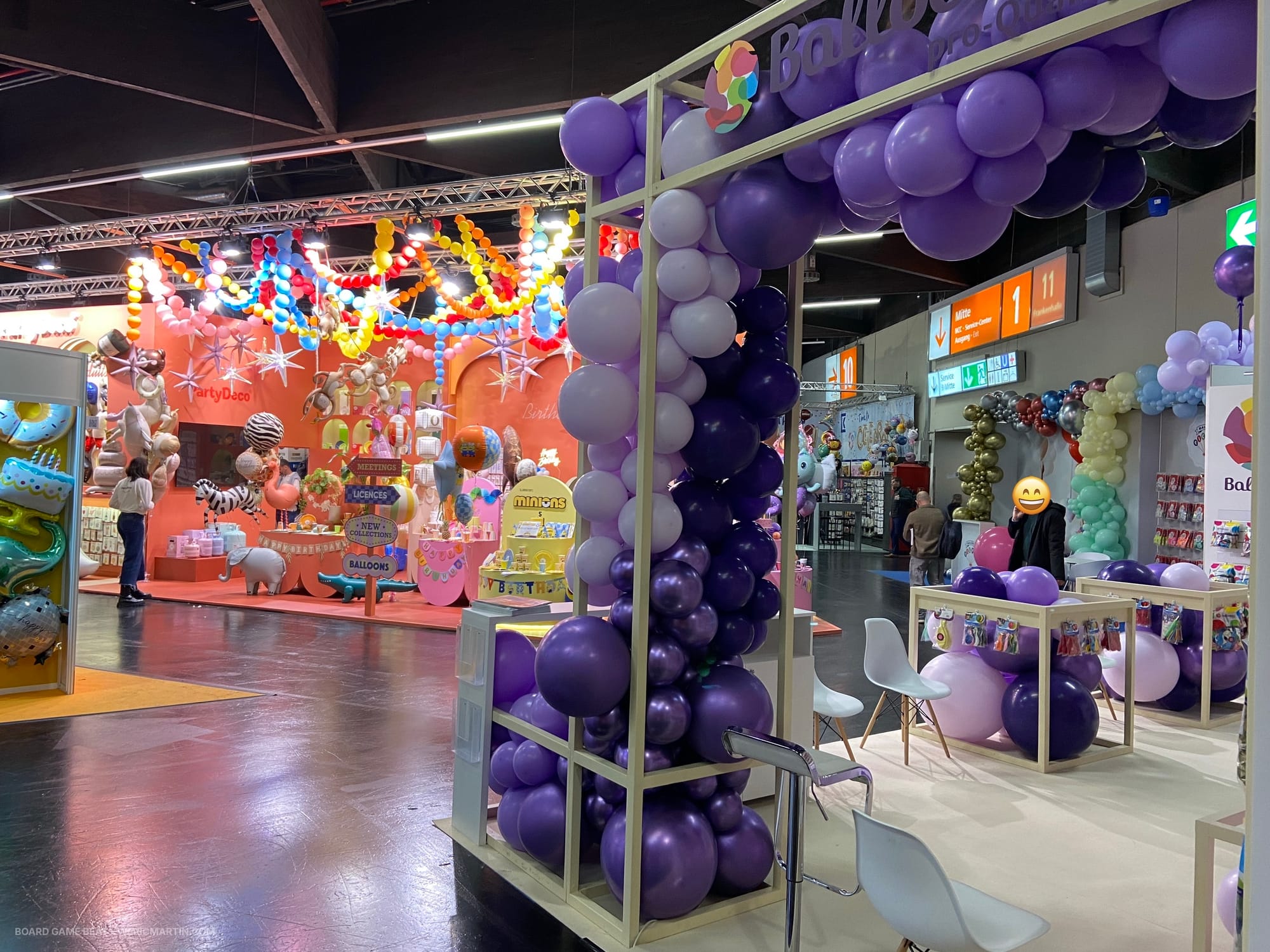 Convention booths filled with balloons