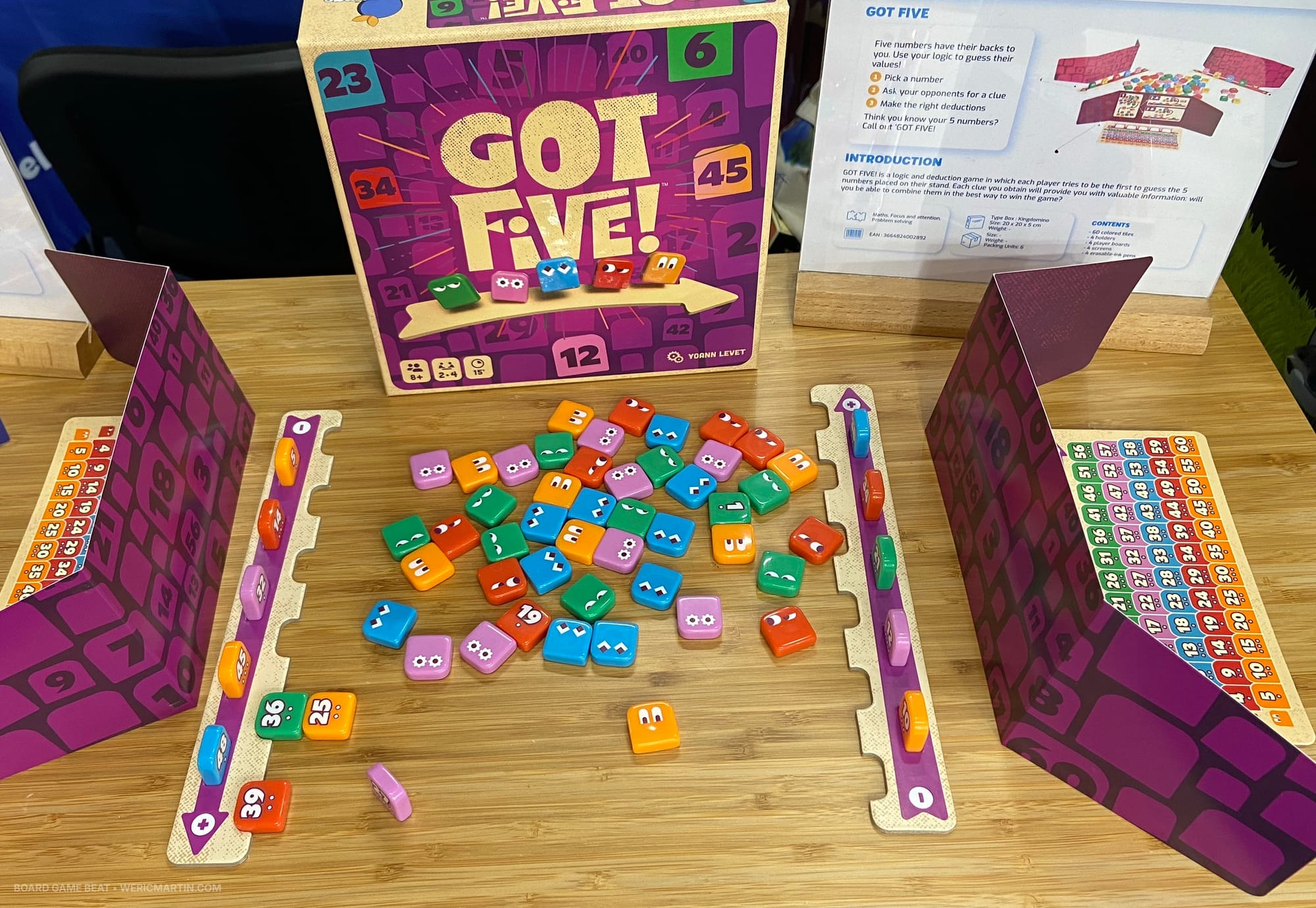 Got Five box cover, with five colors of tiles on the table along with other game components