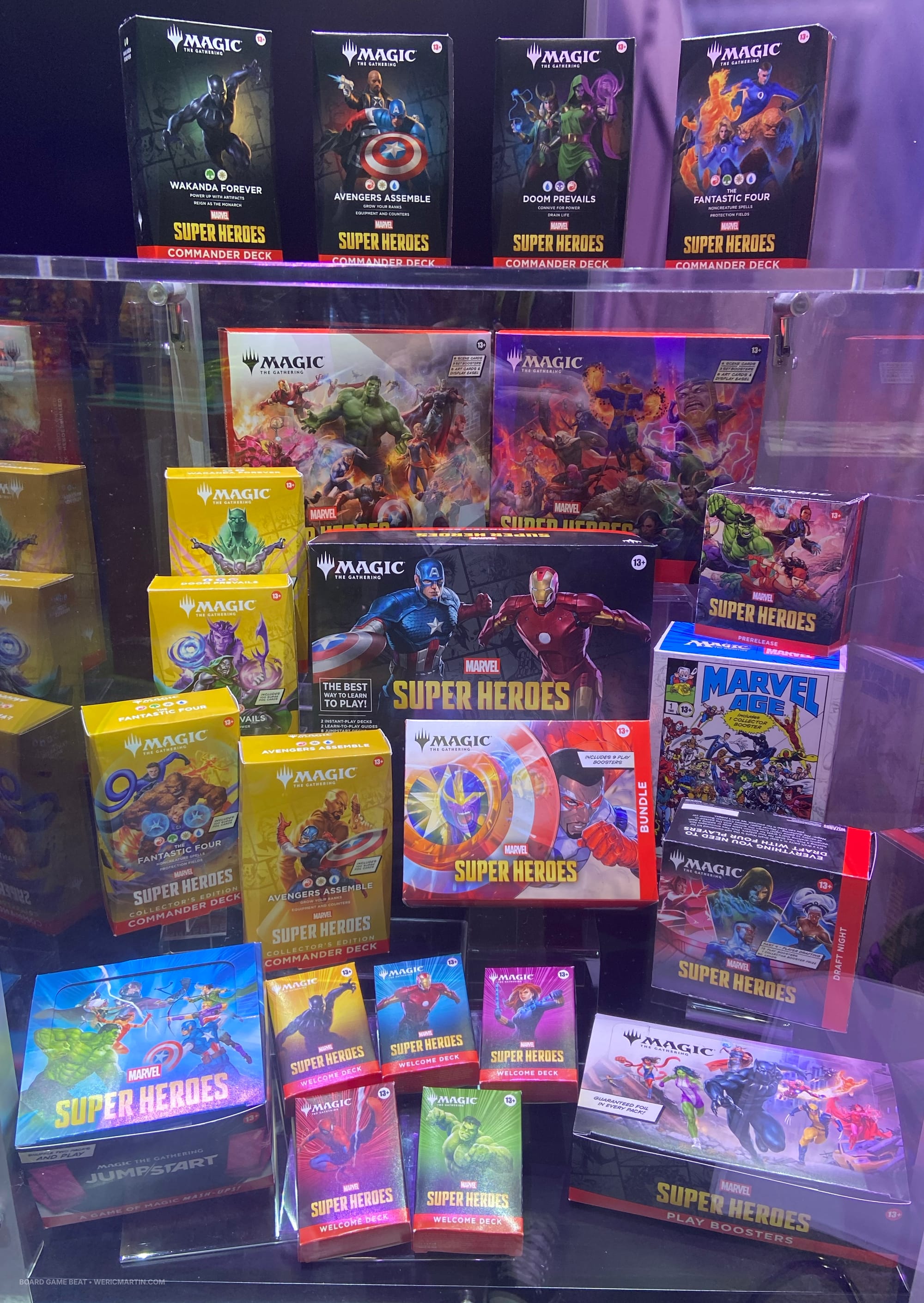 Lots of different packages for the Marvel Super Heroes edition of Magic: The Gathering