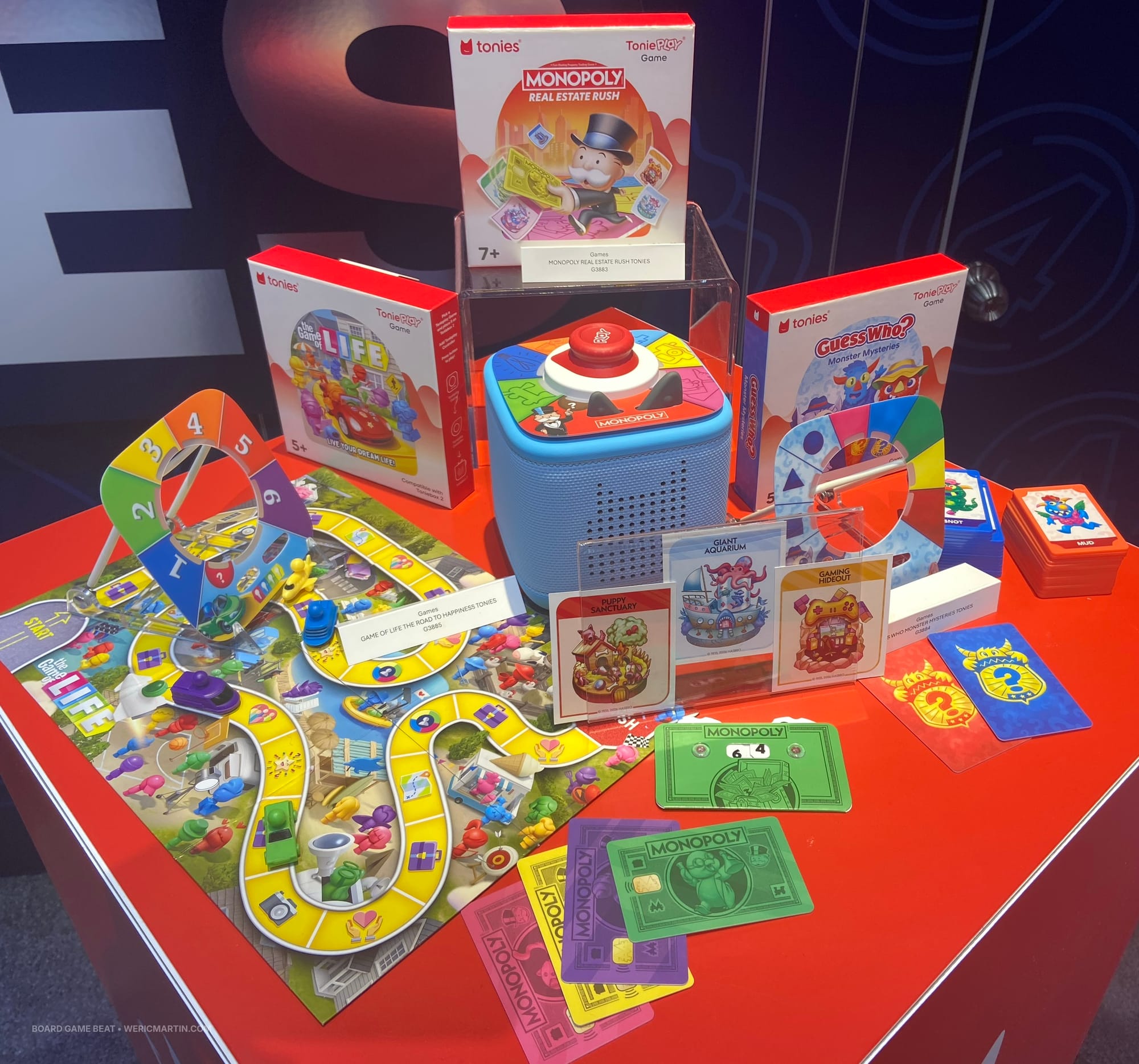 Monopoly, Guess Who?, and The Game of Life modules for the Tonie electronic game box