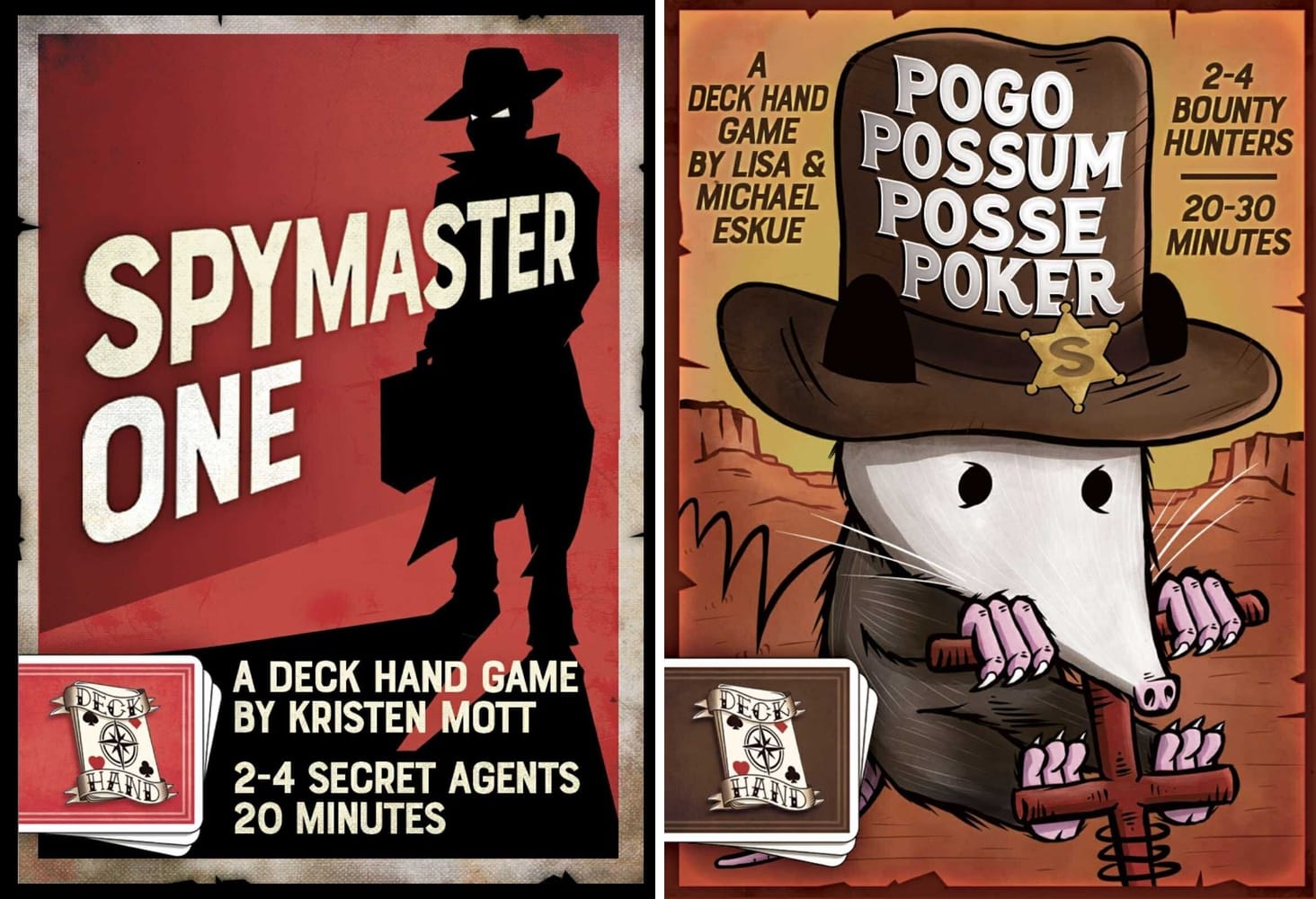 Front covers of Spymaster One and Pogo Possum Posse Poker