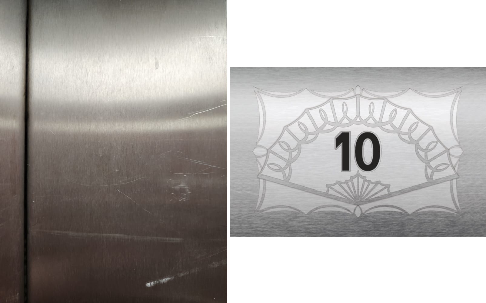 On the left, a silver-ish refrigerator with metallic highlights; on the right, a scoring token worth 10 points exhibiting these same highlights