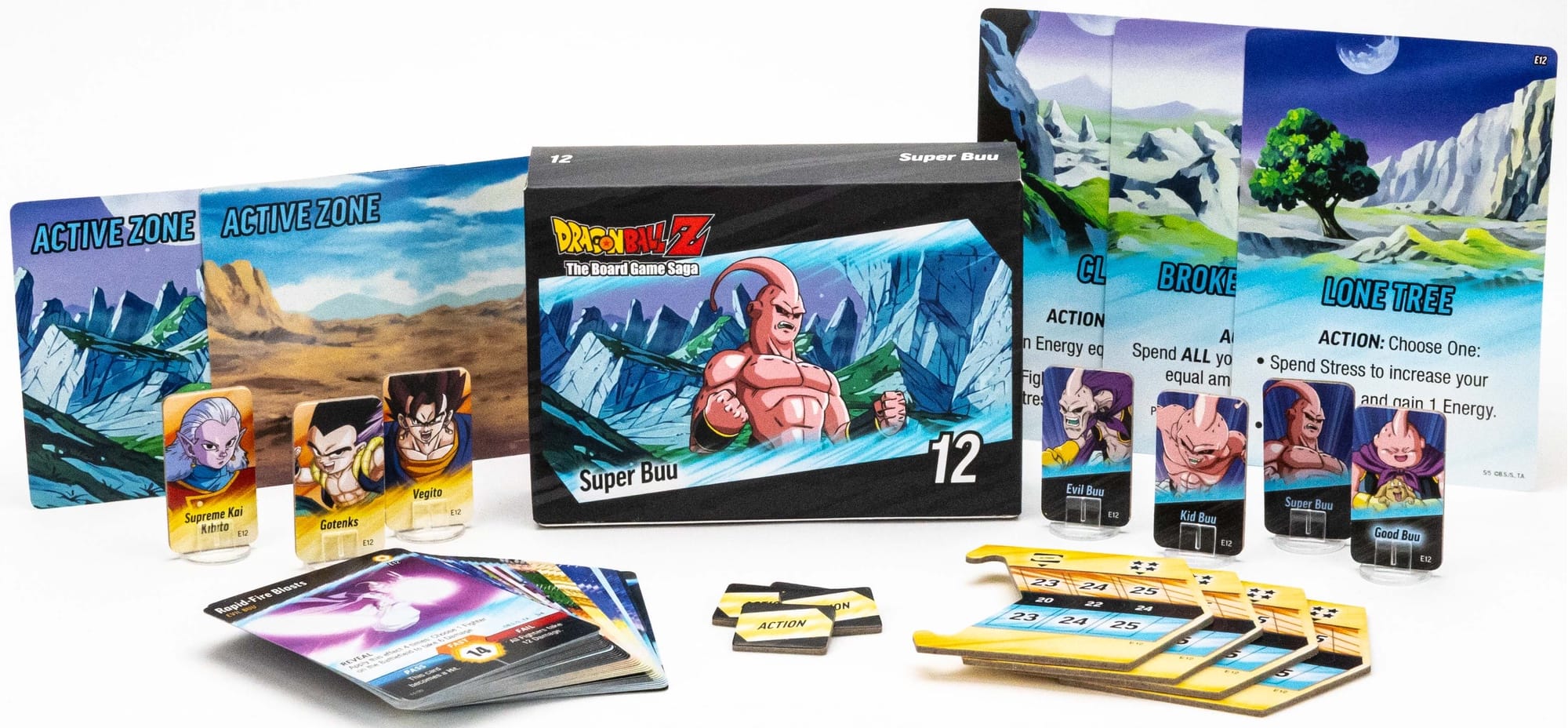 Game components included in box 12, labeled "Super Buu"