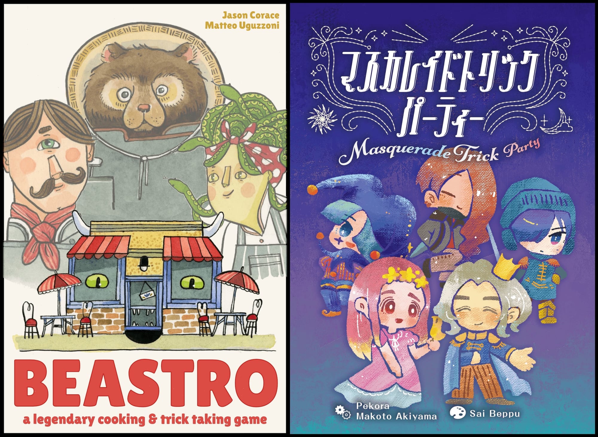 Front covers of Beastro and Masquerade Trick Party