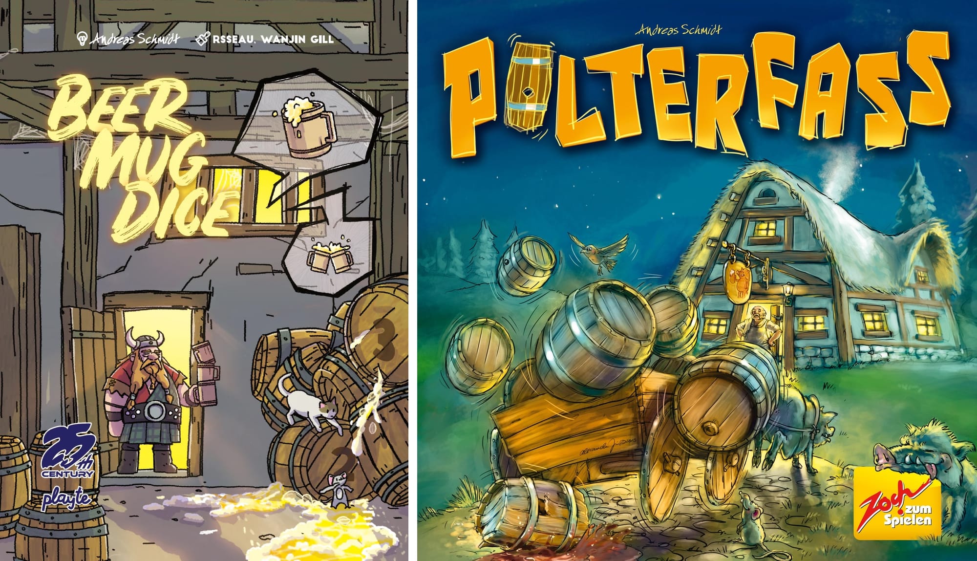 Front covers of Beer Mug Dice and Polterfass