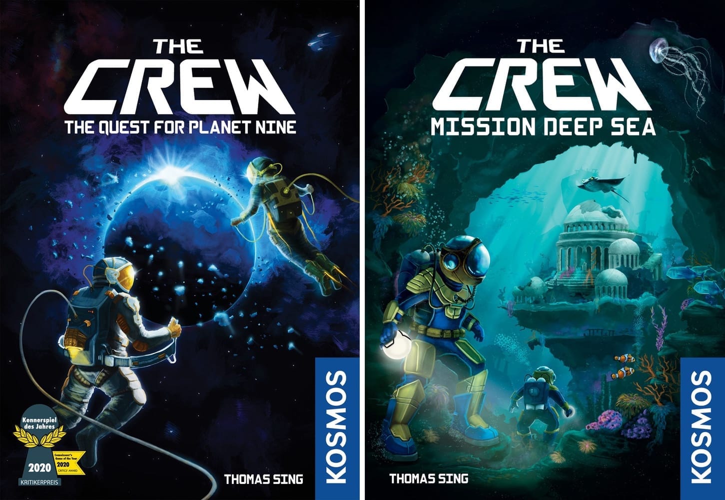 Front covers of The Crew: The Quest for Planet Nine and The Crew: Mission Deep Sea