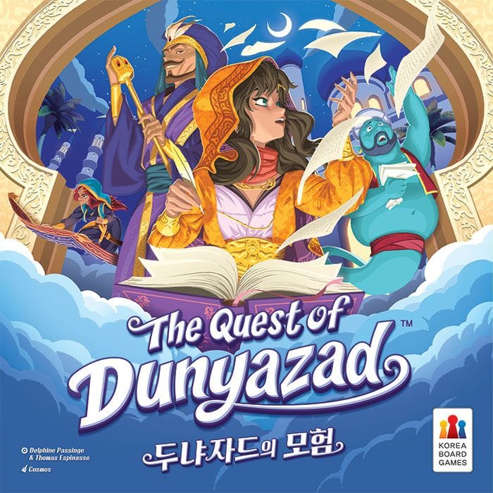 The front cover of The Quest of Dunyazad, which features an Arabian Nights setting