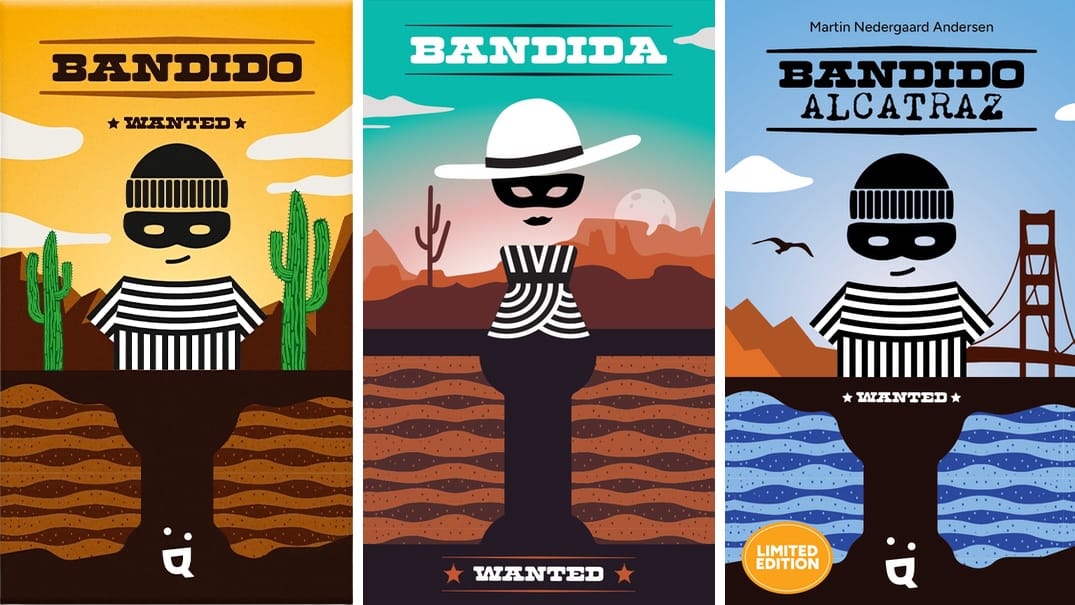 Front covers of Bandido, Bandida, and Bandido: Alcatraz