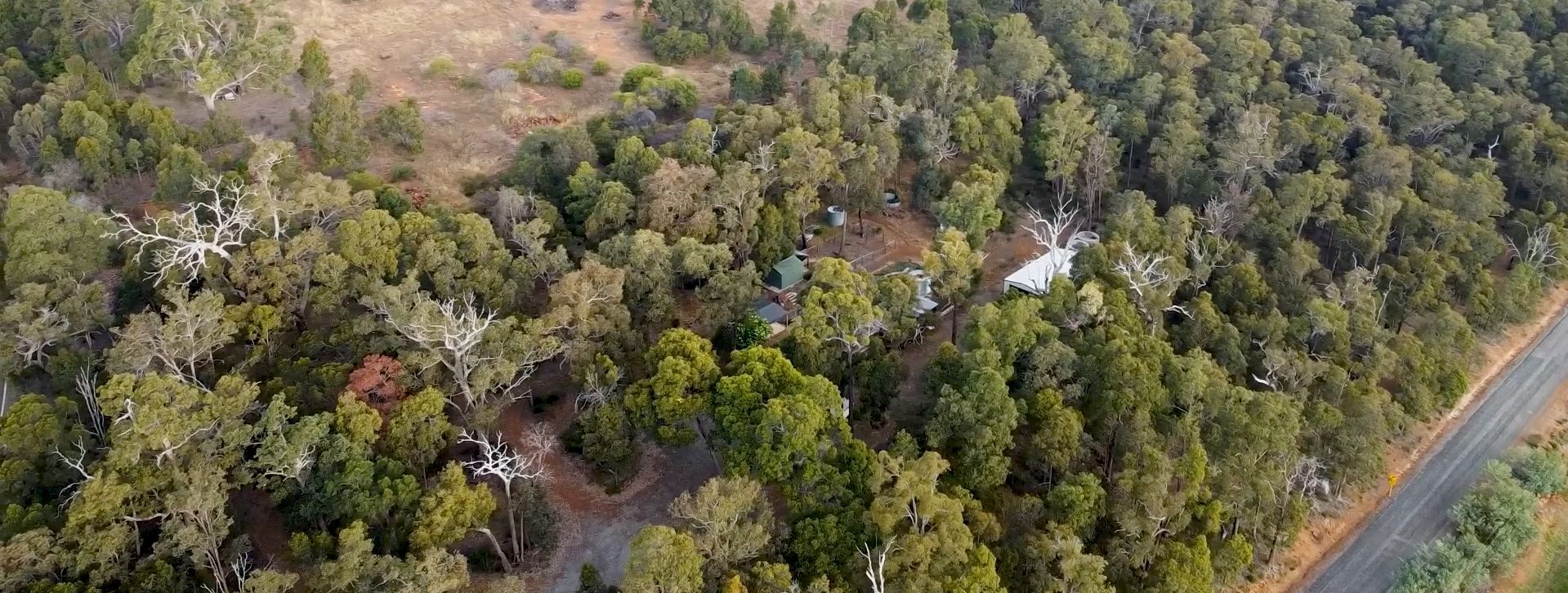 Drone view of the site - still from a film shot by Ben Nicholas