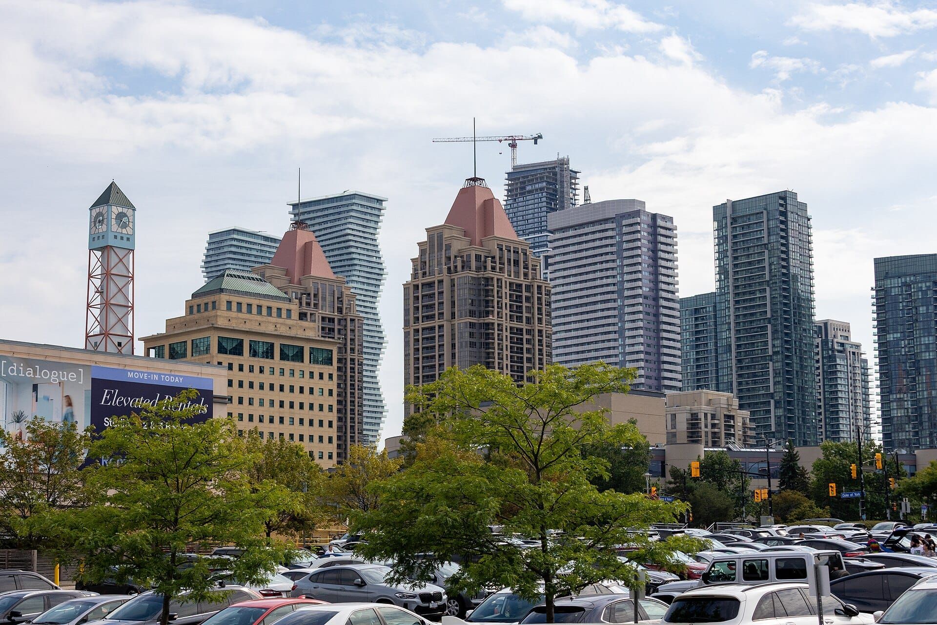 Mississauga city centre skyline and Civic Centre clock tower, photographed in September 2025.