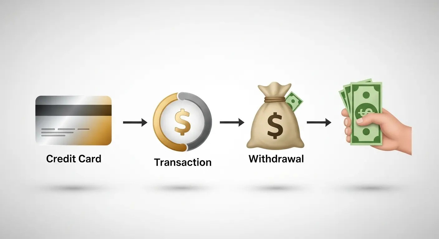 신용카드에서 현금으로 연결되는 흐름 다이어그램