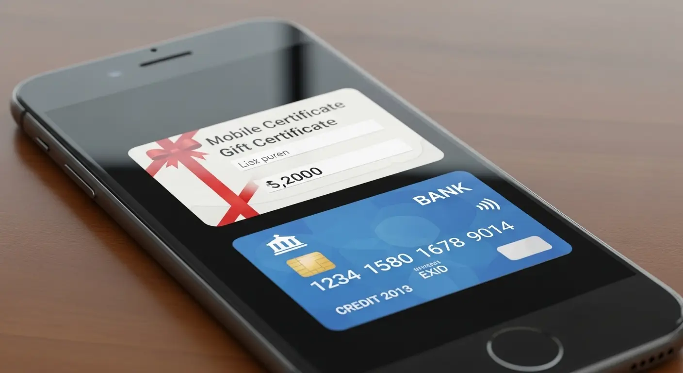 스마트폰 화면에 모바일상품권과 신용카드가 표시된 장면