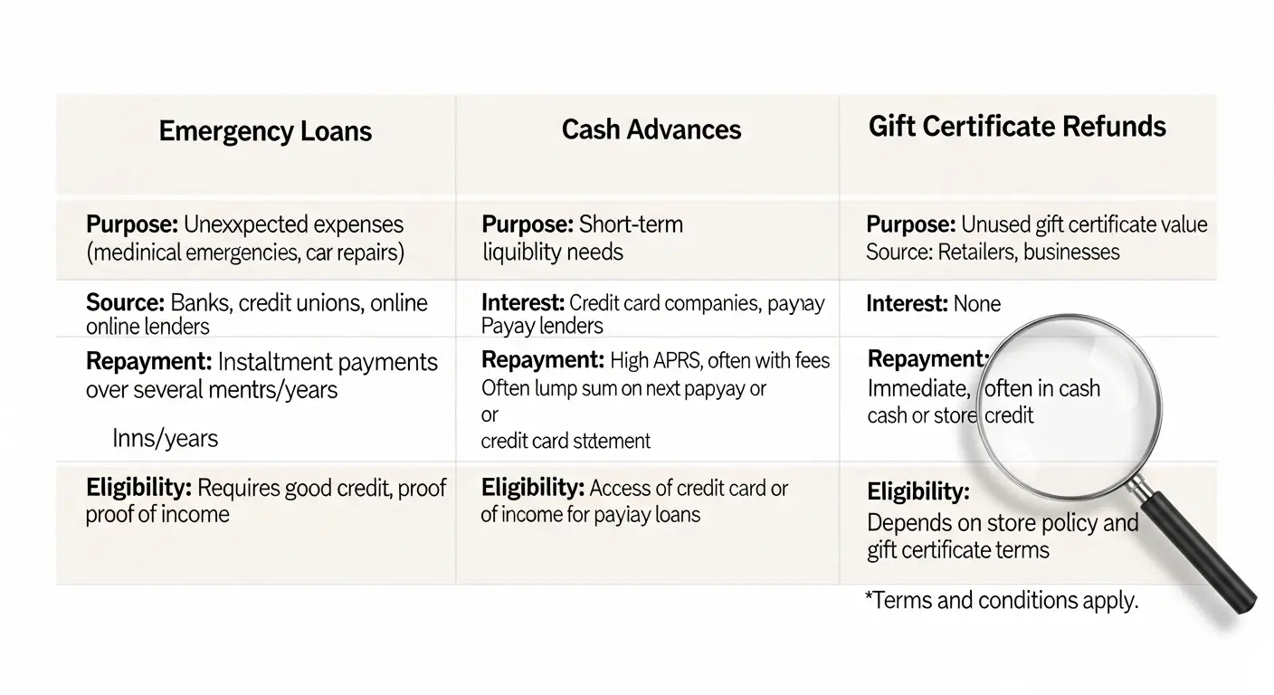 신용카드현금화 대비 합법적인 금융 대안 비교표 이미지