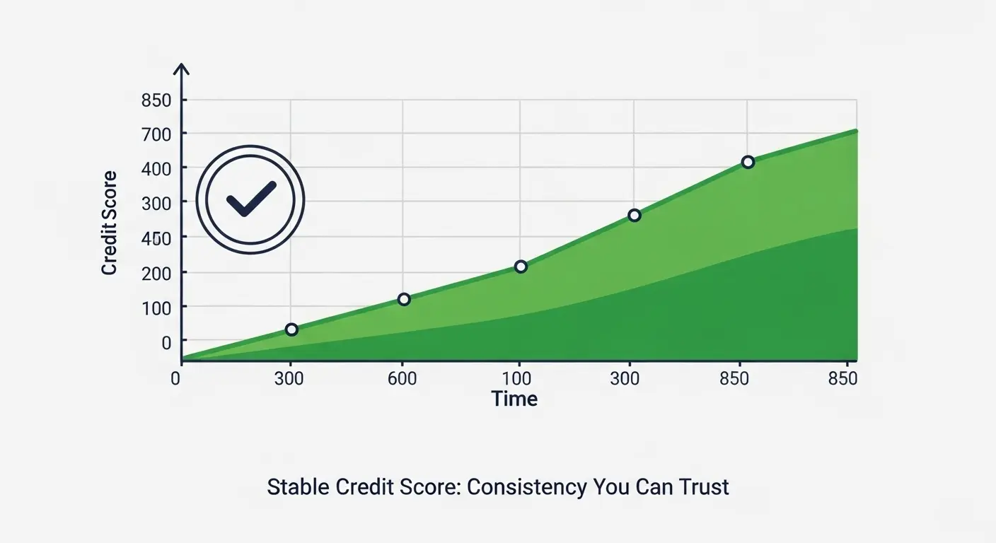 신용카드현금화 이후 신용점수가 안정적으로 유지되는 그래프 이미지