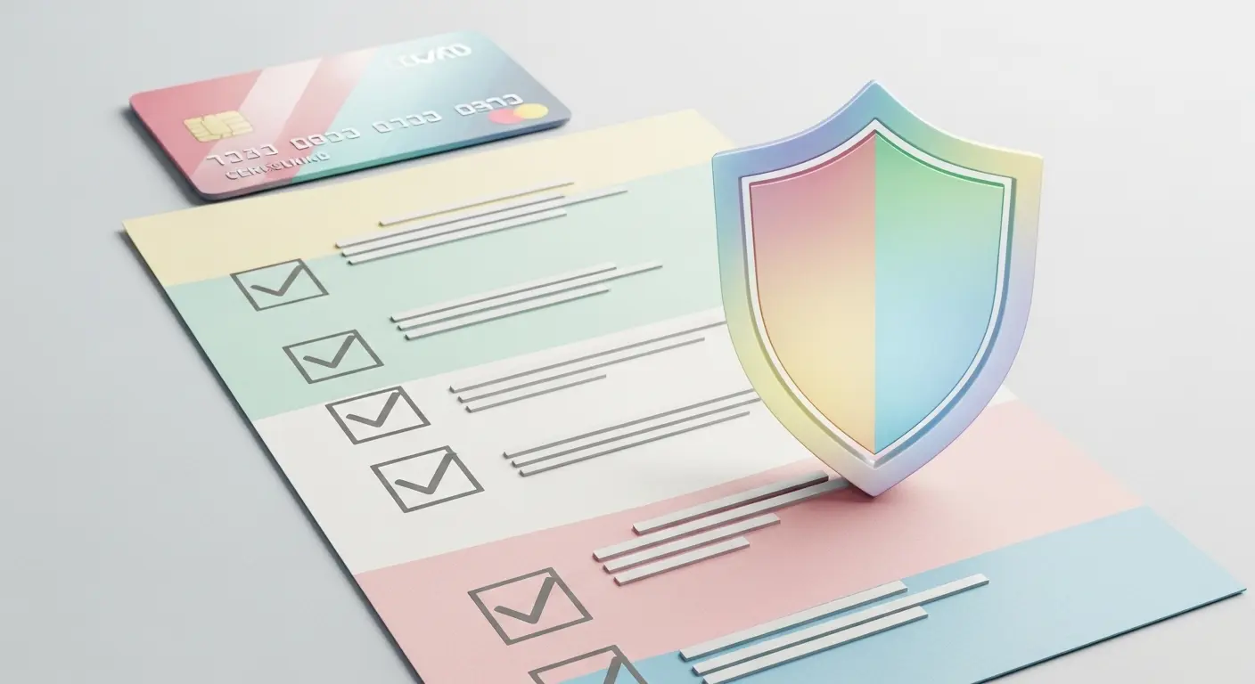 신용카드 현금화 이용 시 안전 체크리스트를 상징하는 아이콘형 일러스트