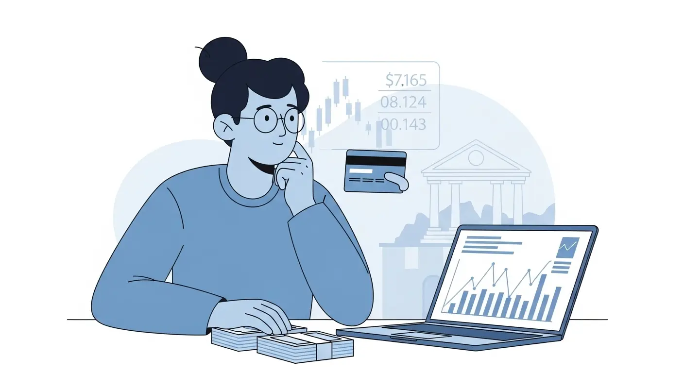 신용카드 현금화를 고민하는 소비자 일러스트