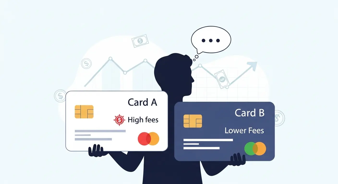 신용카드 현금화 수수료 비교 필요성을 고려하는 소비자 일러스트