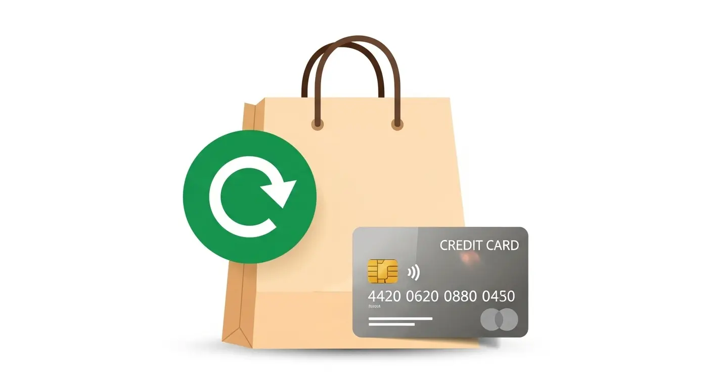 실물 상품 신용카드결제 후 환불을 표현한 일러스트