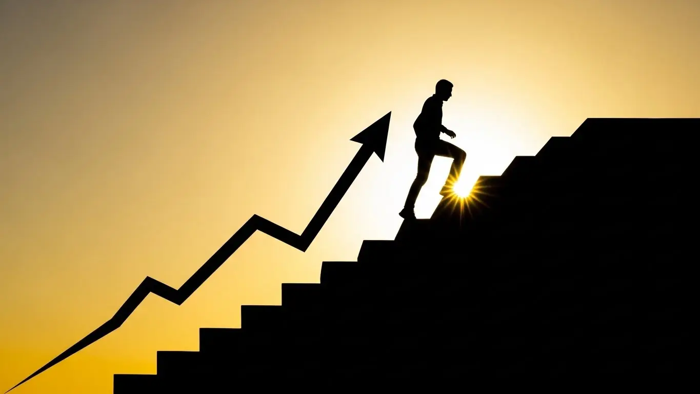 신용점수 관리와 효율적인 상환 계획을 상징하는 상승 그래프