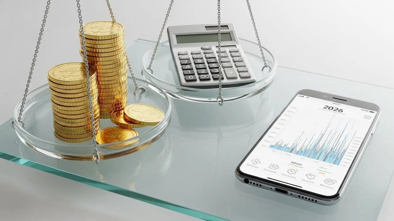 2026년 최신 수수료율 비교와 비용 절감 전략을 나타내는 금융 이미지