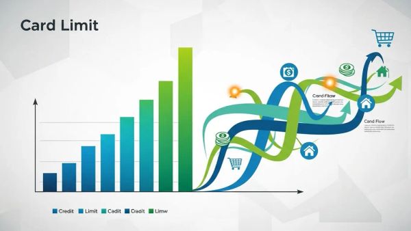 카드 한도 그래프와 금융 흐름이 결합된 2D 일러스트