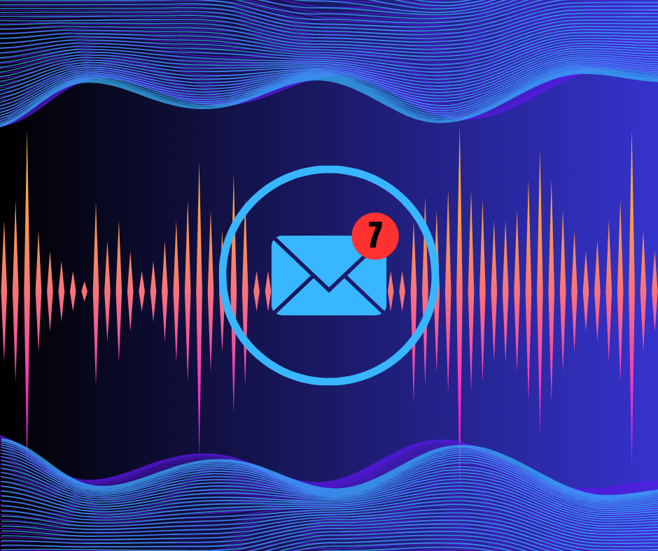 A light blue letter icon with 7 in the top right on an orange signal wave and black and blue background.