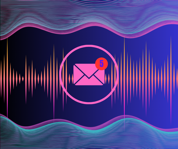 A pink letter icon with 5 in the top right on an orange signal wave and dark blue background.
