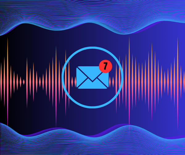 A light blue letter icon with 7 in the top right on an orange signal wave and black and blue background.