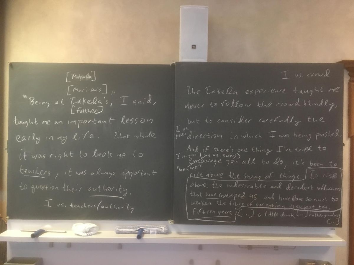 "Being at Takeda's": A blackboard on Kazuo Ishiguro's "An Artist of the Floating World"