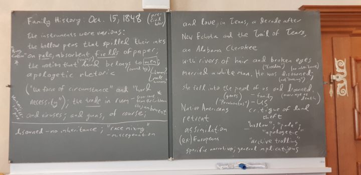 "pale, absorbent fields of paper": A blackboard on Geoffrey Brock's "Family History: Oct. 15, 1848"