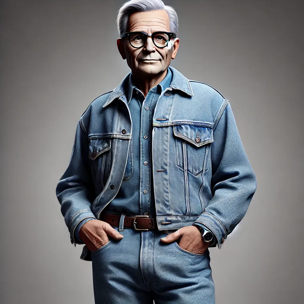 Prompt: Harry Truman wearing a full denim outfit