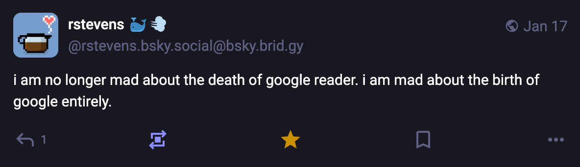 A Mastodon or Bluesky post