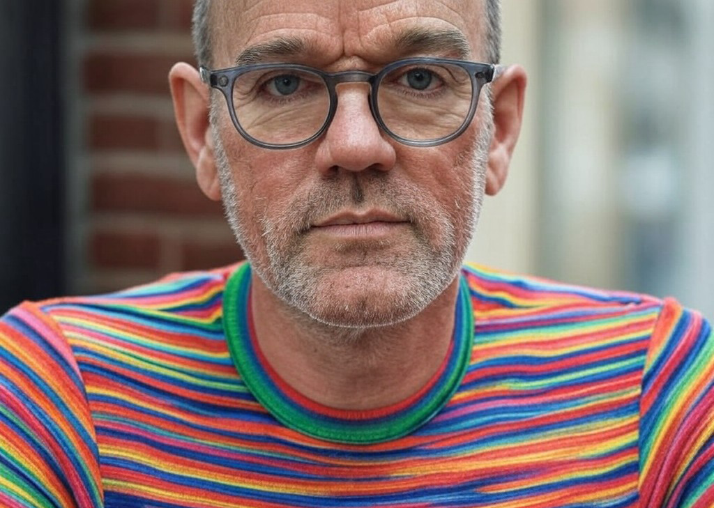 Prompt: Michael Stipe in stripes