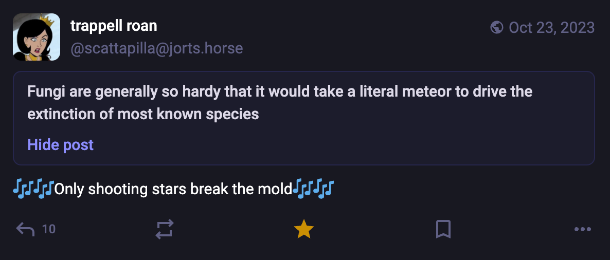 A Mastodon or Bluesky post