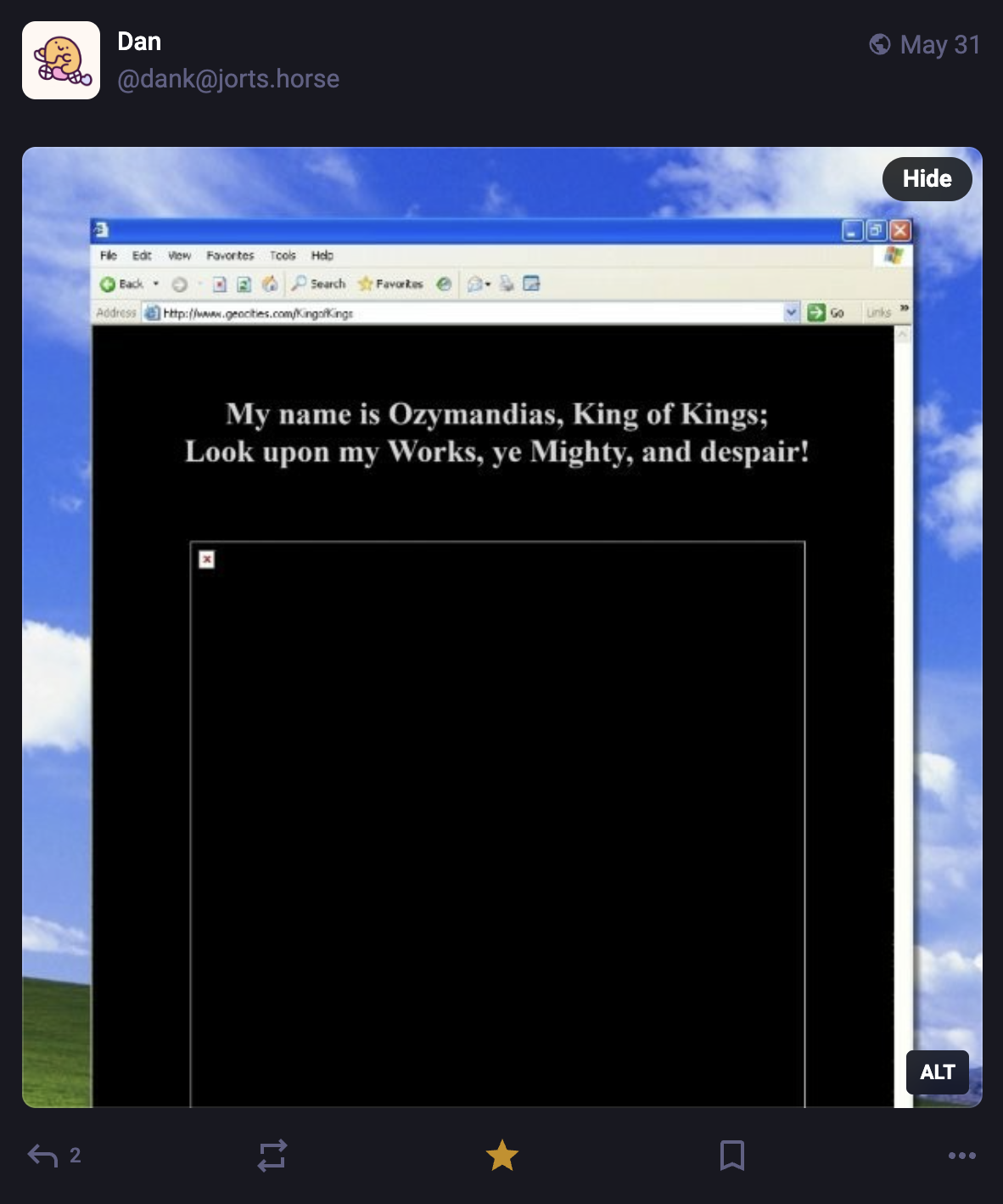 A Mastodon or Bluesky post