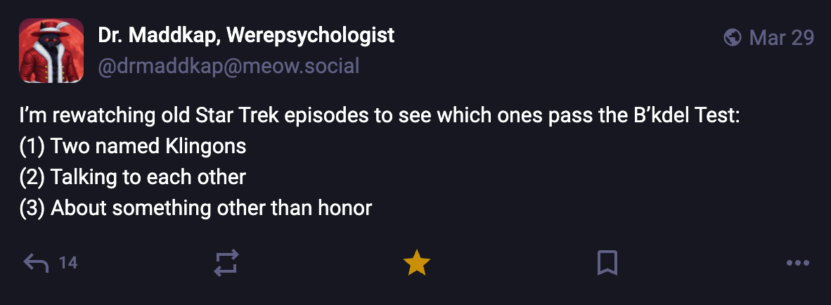 A Mastodon or Bluesky post