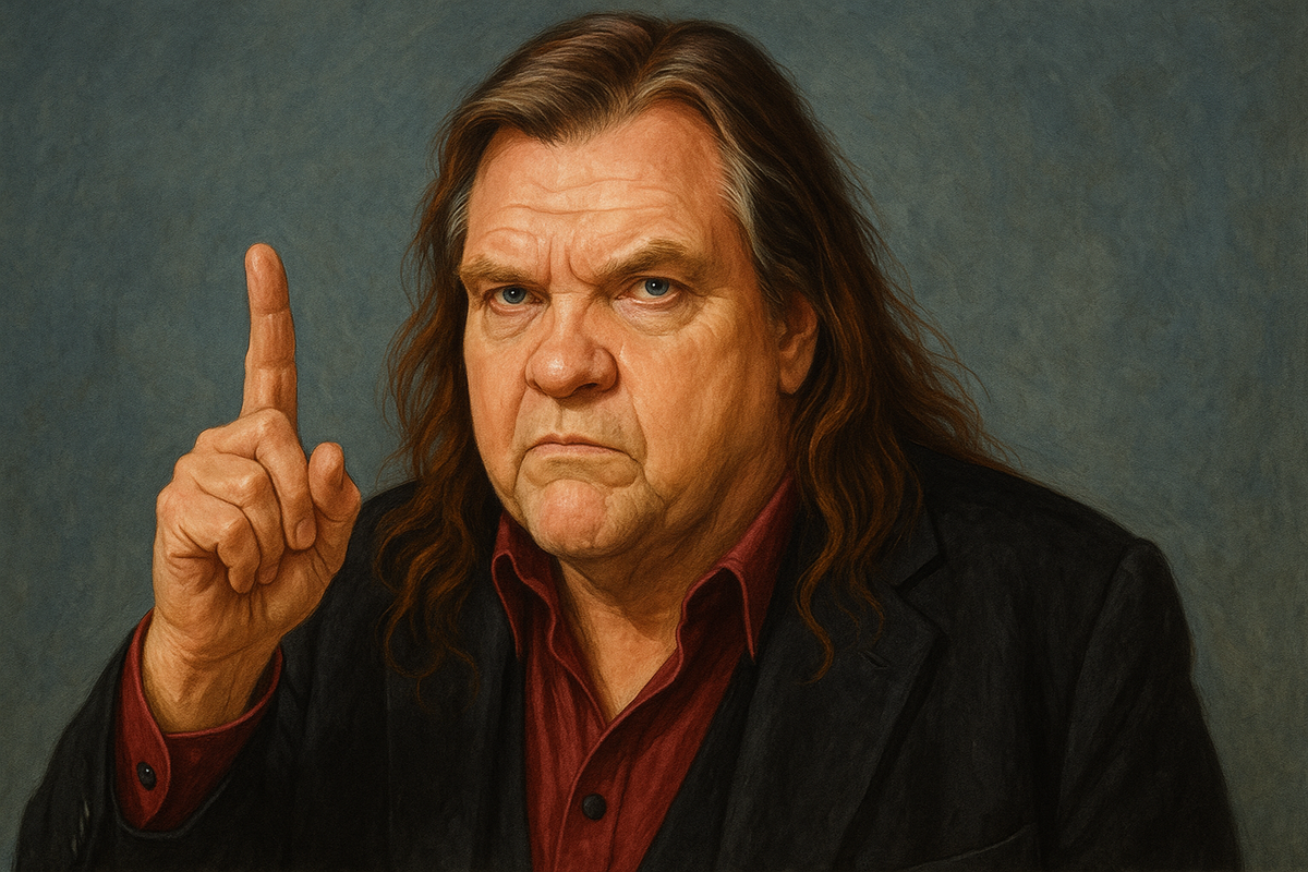 Meat Loaf waving his finger "no"